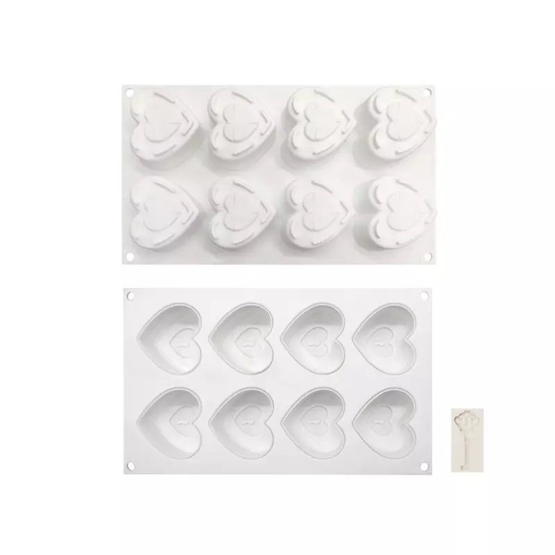 8 Cavity Heart White Silicone Mould
