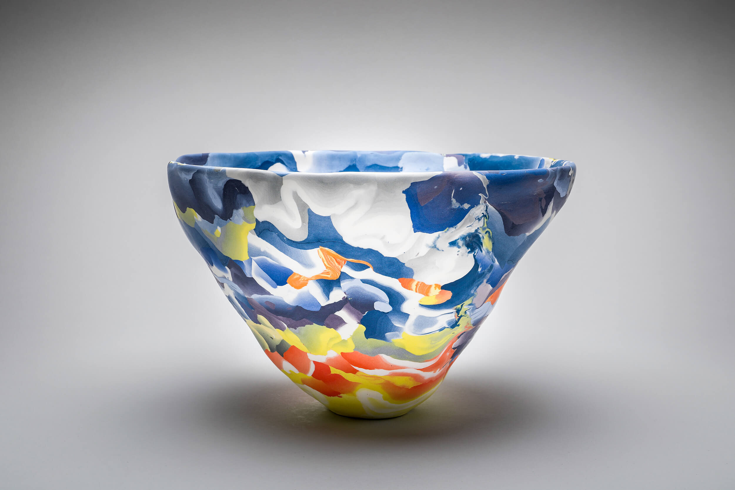 Large Nerikomi bowl - Troubled sky
