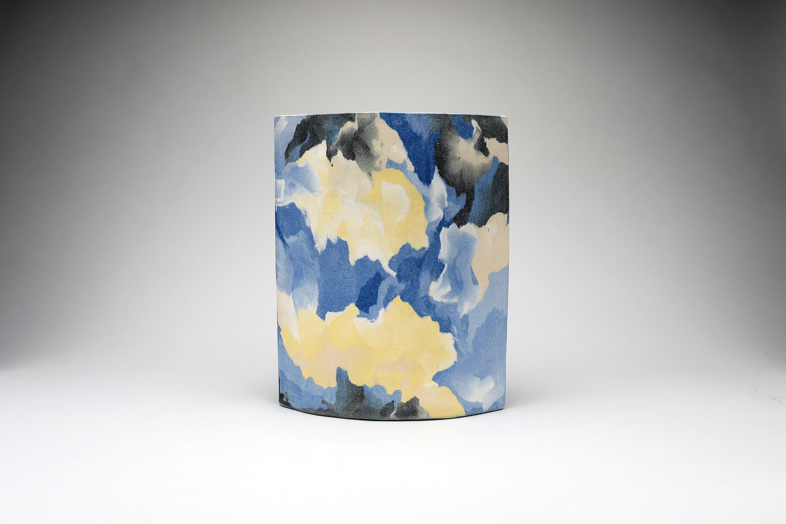 Large elliptical vase with yellow clouds