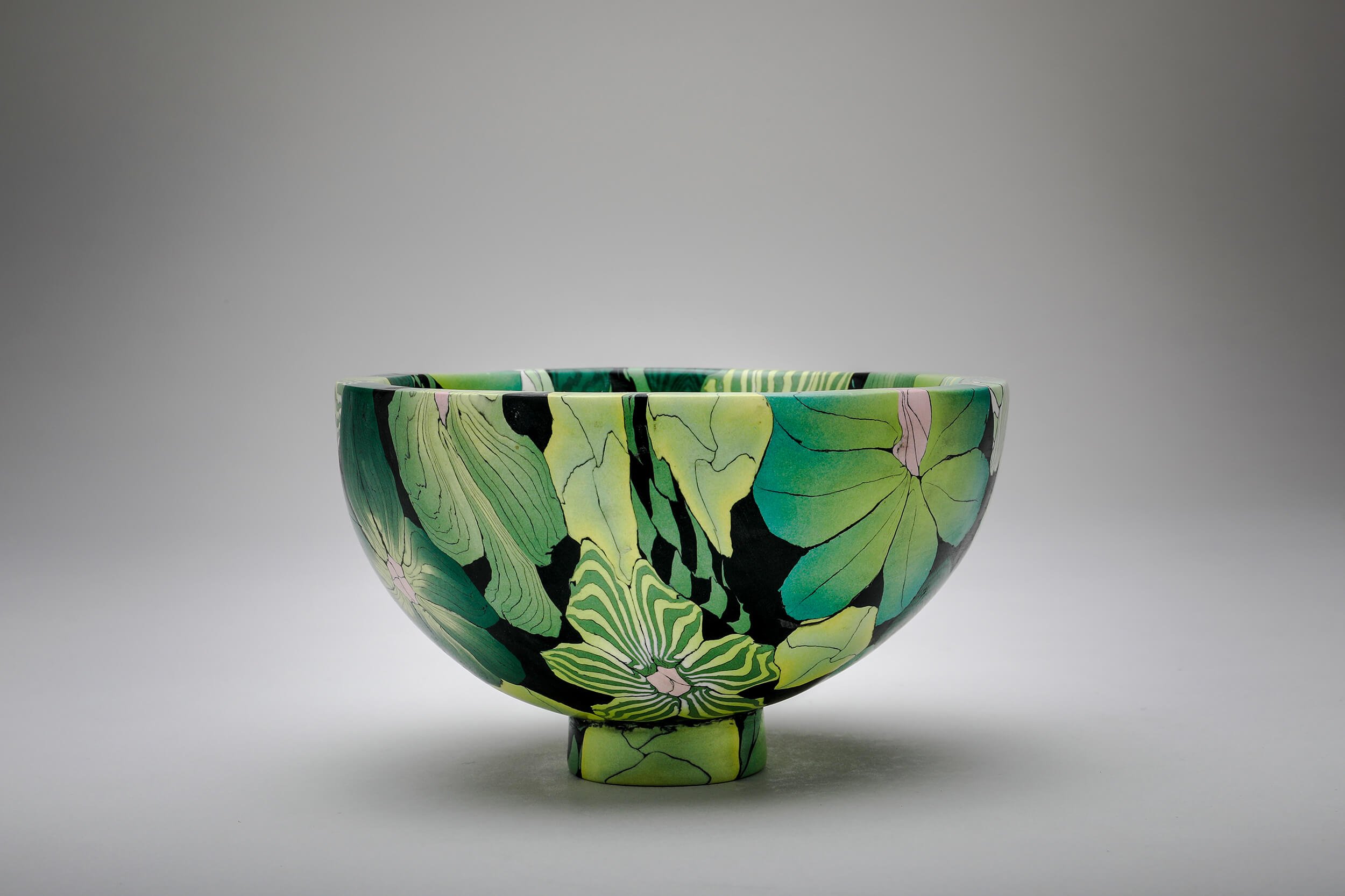 Floral green Nerikomi bowl