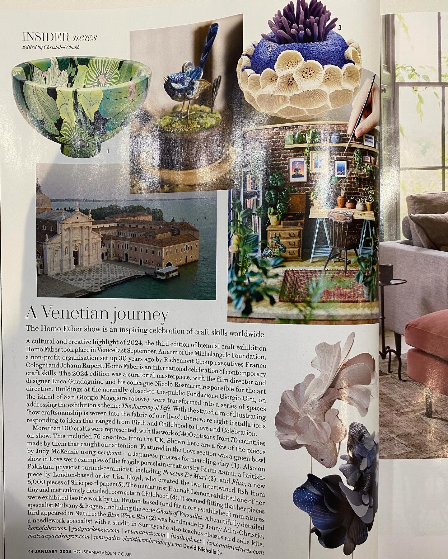 Sorry to blow my own trumpet&hellip; but I&rsquo;m delighted that David Nicholas of House &amp; Gardens has selected one of my Nerikomi porcelain bowls to appear in his article about the wonderful Homo Faber exhibition which took place in Venice in S