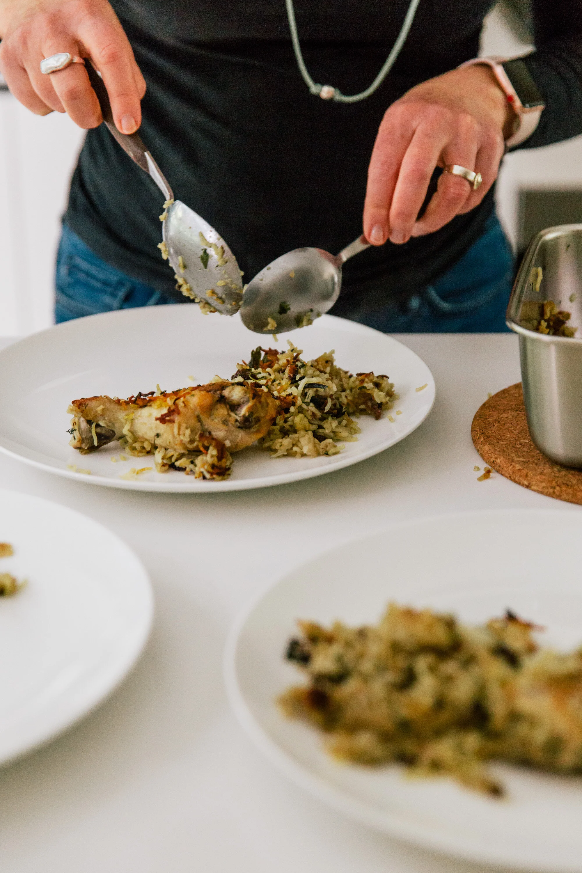 Serving a Paleo chicken rice dish