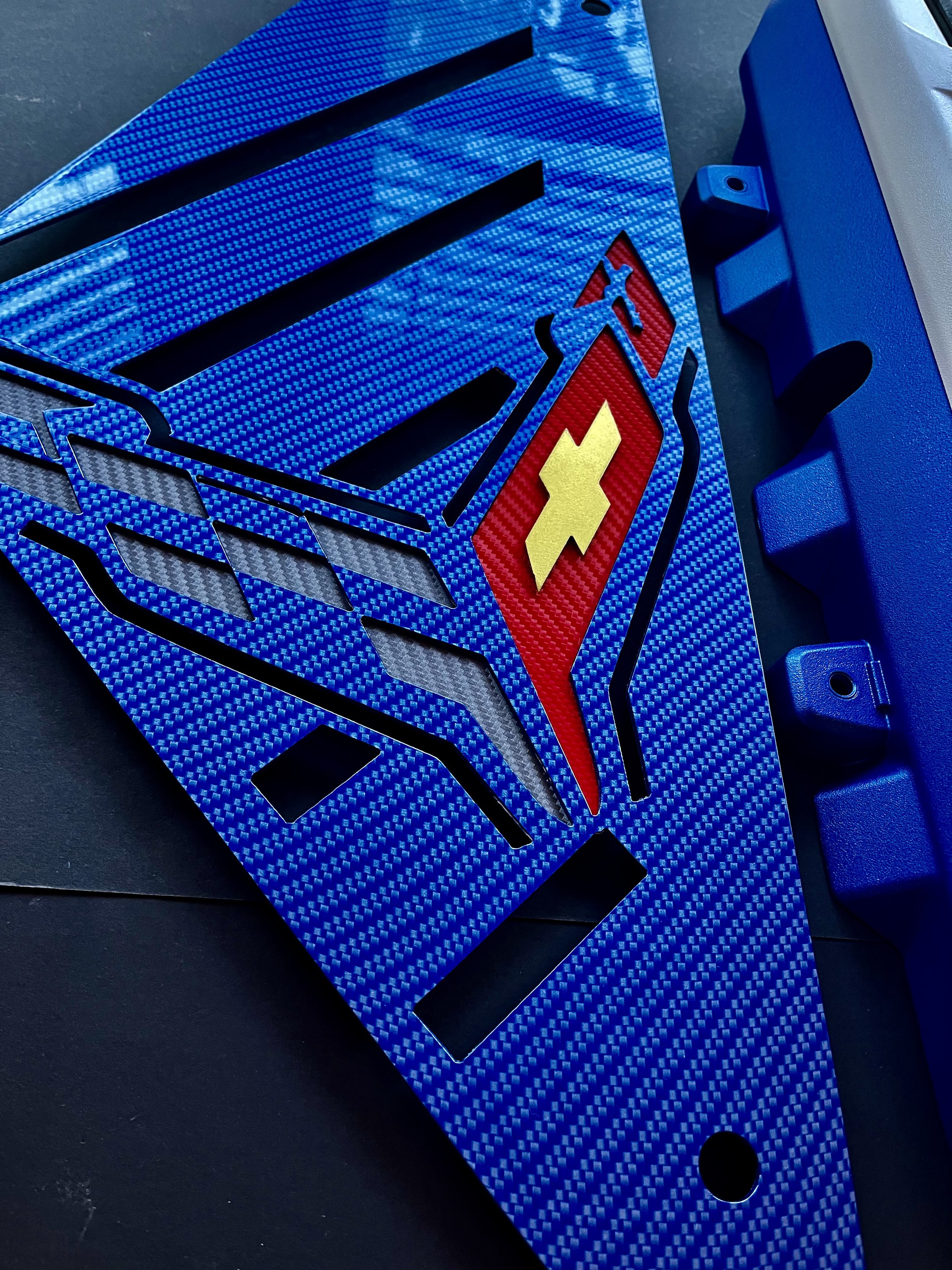 RIPTIDE BLUE OEM RAILS CARBON FIBER APPEARANCE PKG. — RACEREADYPANELS