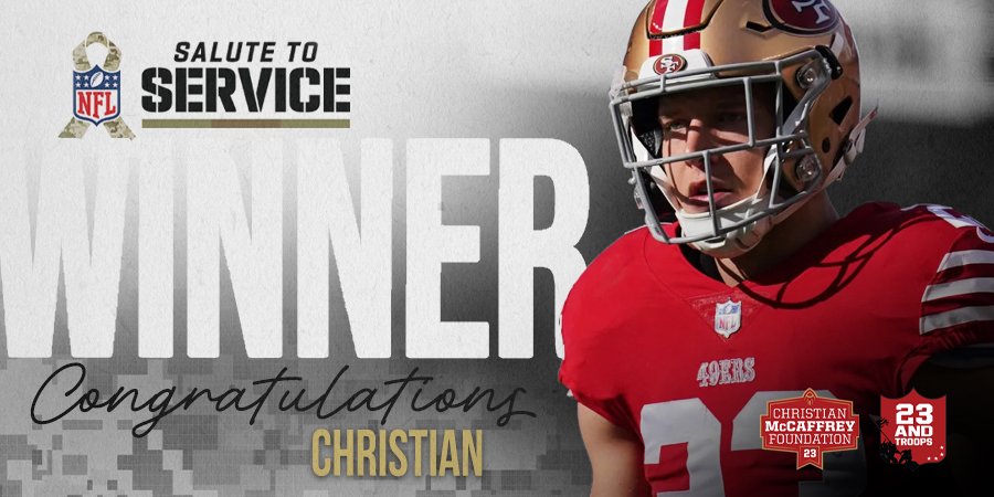 NFL, USAA Announce 49ers RB Christian McCaffrey as Recipient of 15th Annual Salute to Service Award