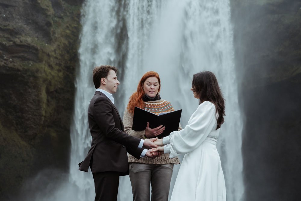 private ceremony at Skogafoss before sunrise