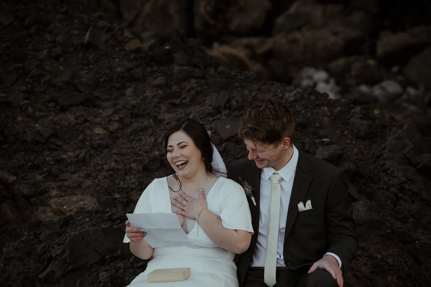couple enjoying quiet moment during Iceland elopement day