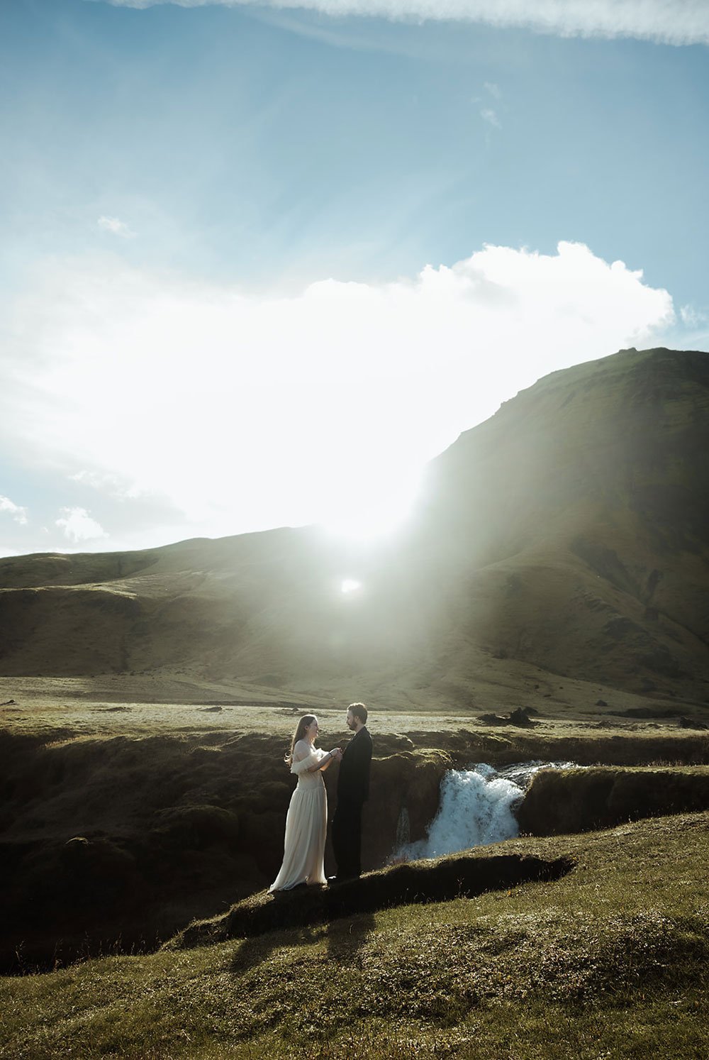 couple exchanging vows in remote Iceland landscape
