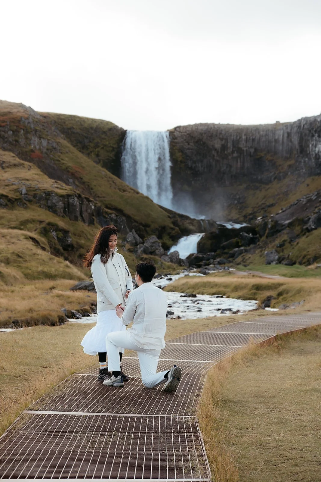 Surprise marriage proposal at Svöðufoss on the Snæfellsnes Peninsula