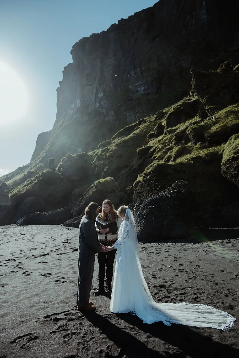 elopement ceremony on Vík’s black sand beach