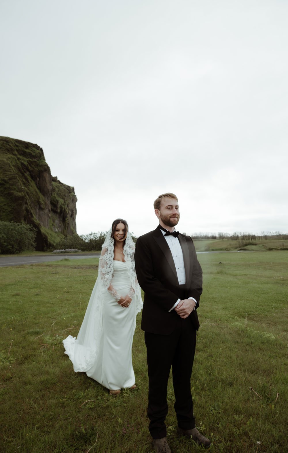 couple embracing during private Iceland elopement
