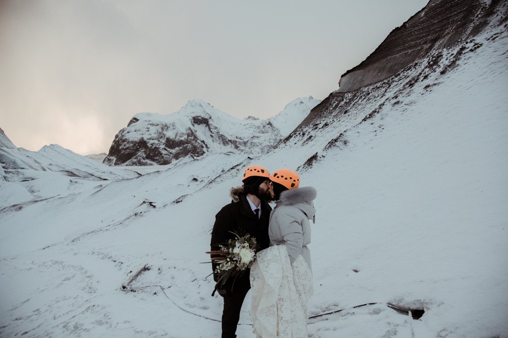 Lauren and Dave exploring the glacier during their Iceland elopement