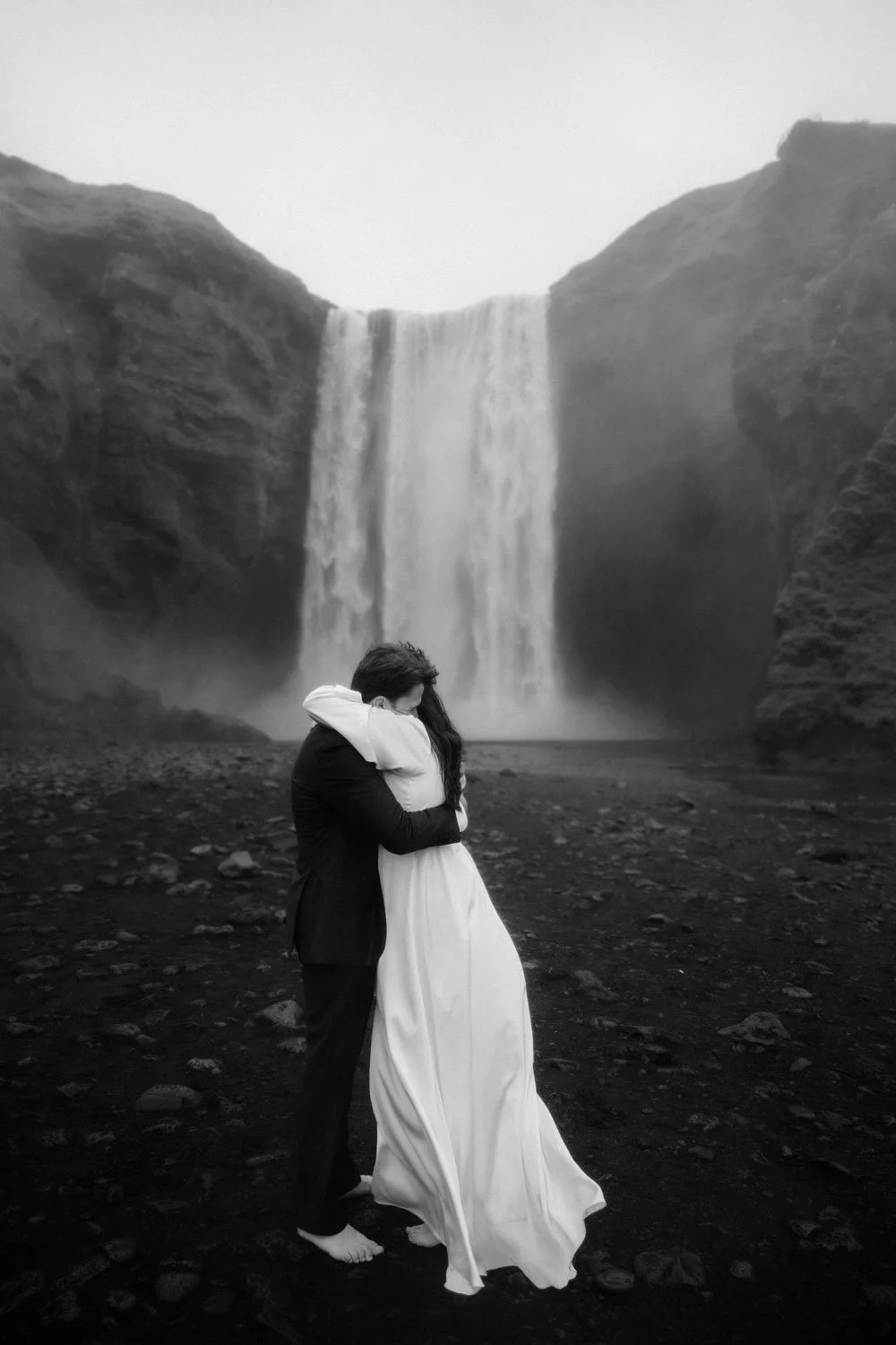 emotional elopement ceremony at Skogafoss