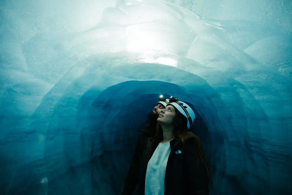 engagement proposal on a glacier in Iceland