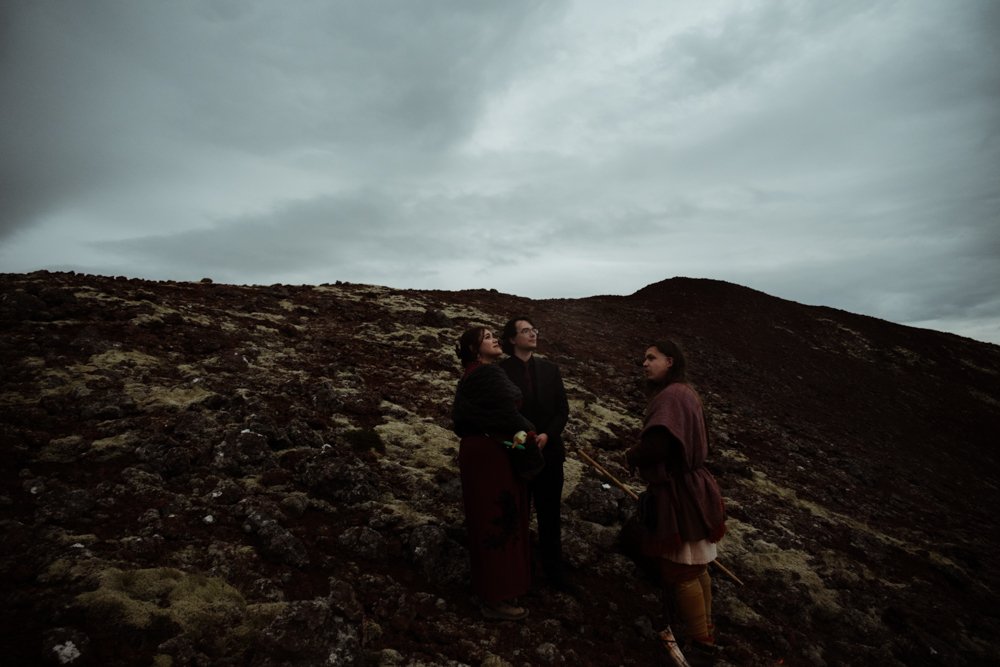 The landscape darkening around Chey and Joe during Iceland's 2026 solar eclipse.