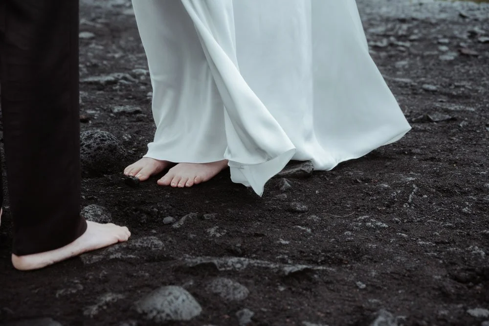 barefoot wedding ceremony at Skogafoss Iceland