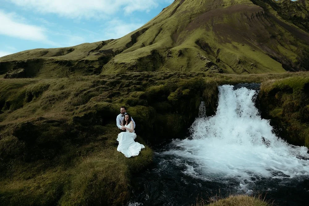 bride and groom getting married in the highlands of Iceland