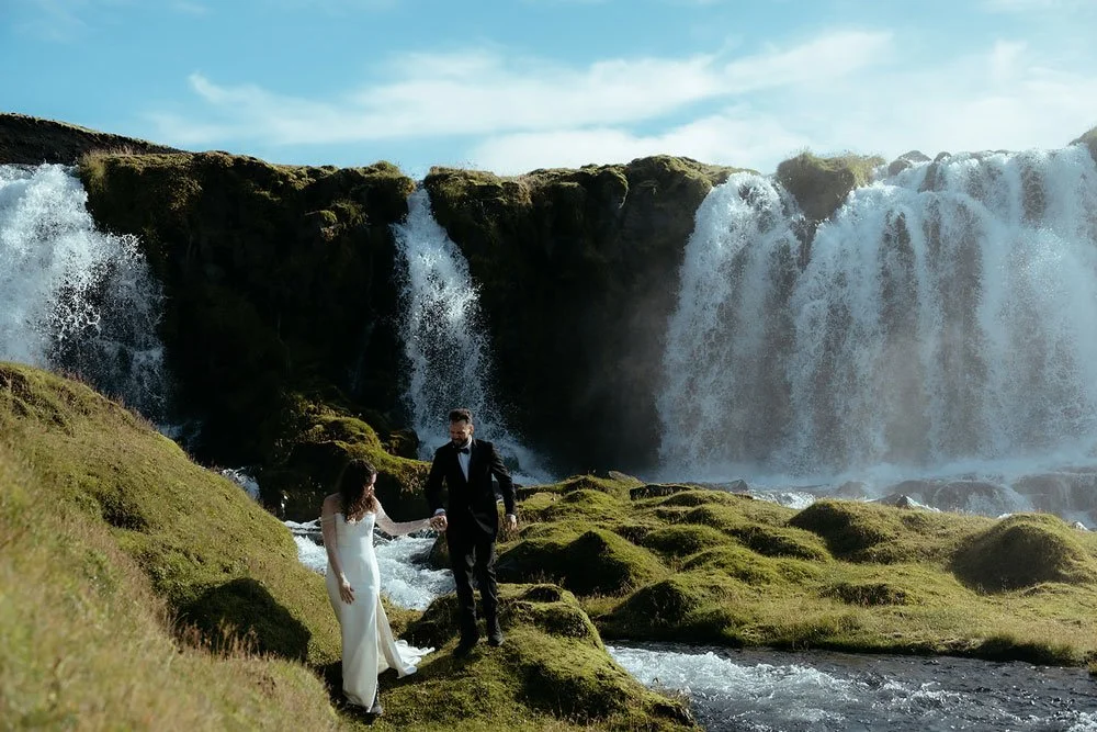 bride and groom getting married in the highlands of Iceland