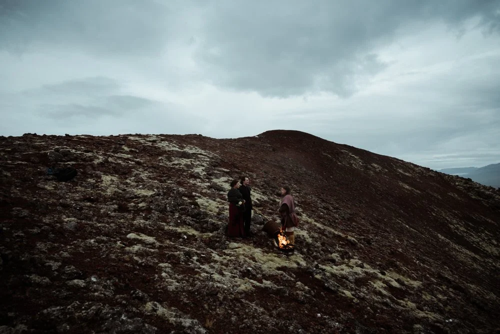 Heavy cloud covering the sky during Chey and Joe's 2026 Iceland solar eclipse elopement.