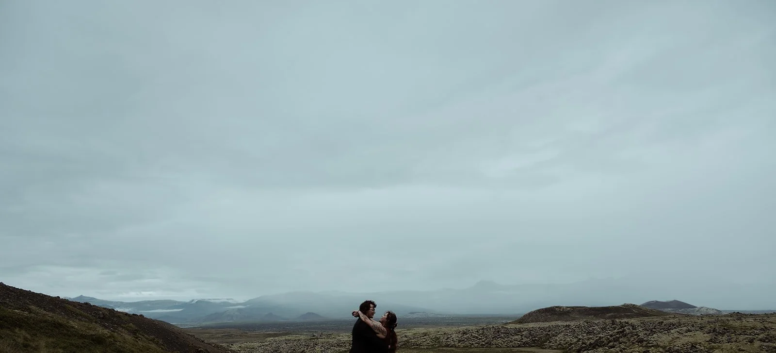 Chey and Joe exploring Snæfellsnes on their Iceland elopement day.