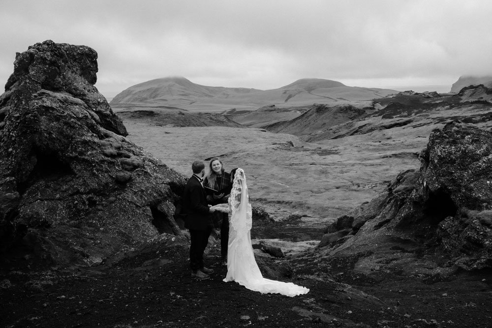 intimate Iceland elopement ceremony surrounded by nature