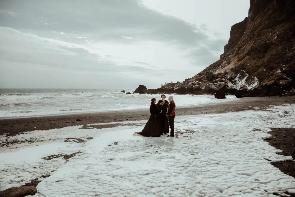 couple standing together during Iceland elopement ceremony in one location