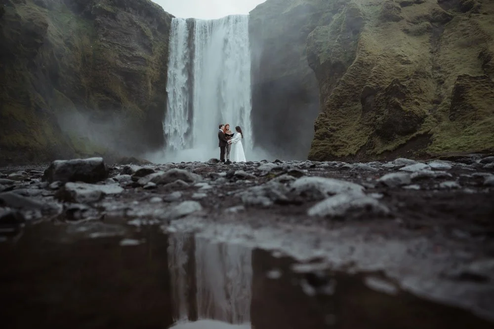 intimate waterfall ceremony in South Iceland