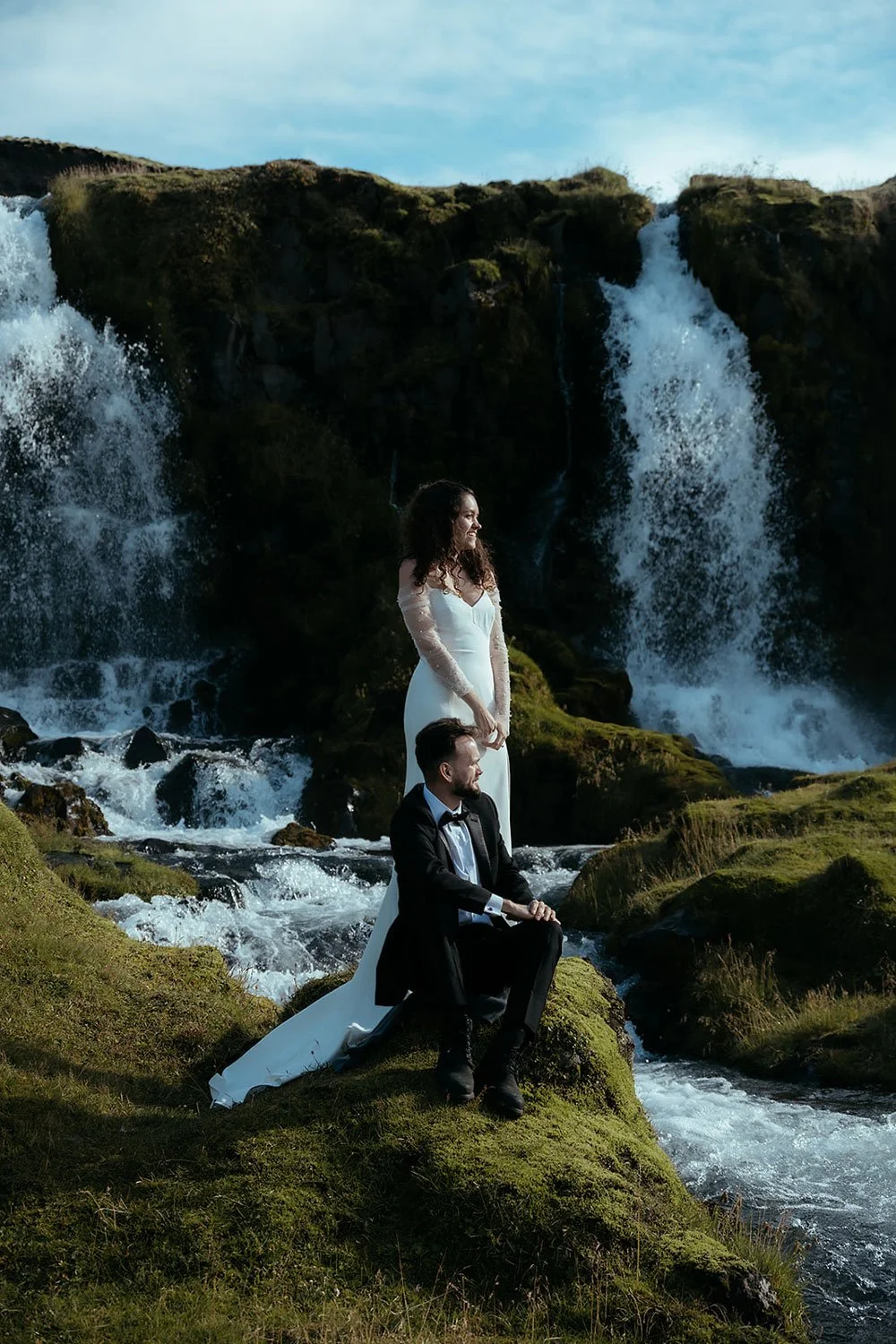 bride and groom getting married in the highlands of Iceland