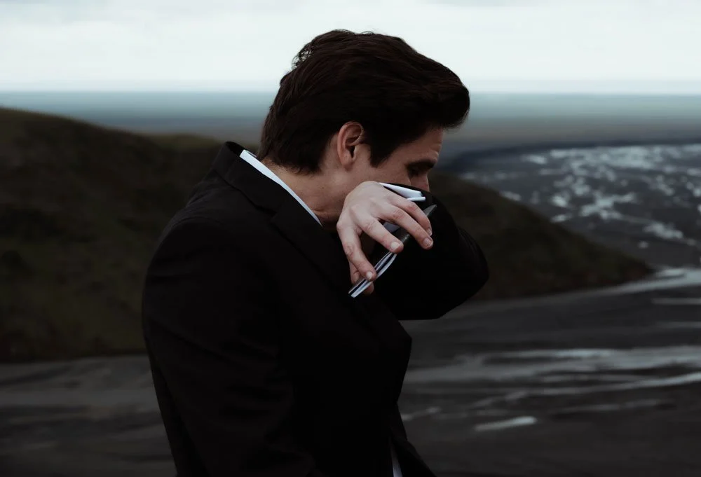 bride and groom in their wedding in the highlands of Iceland