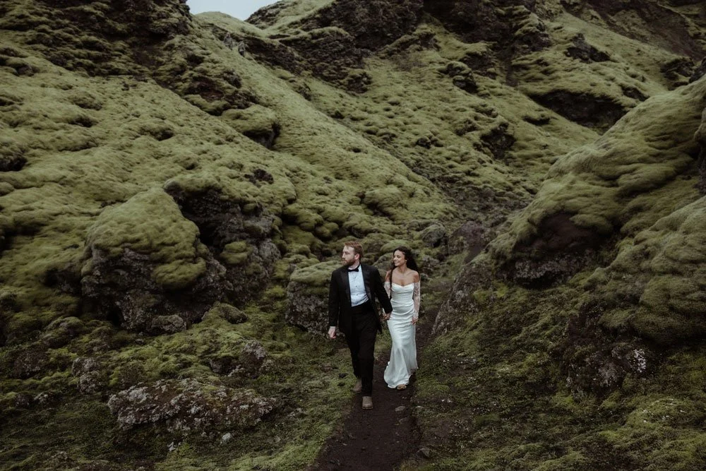 intimate wedding portraits in Iceland lava field