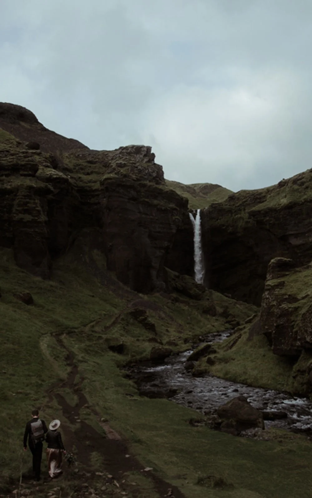 bride and groom embracing during emotional Iceland elopement
