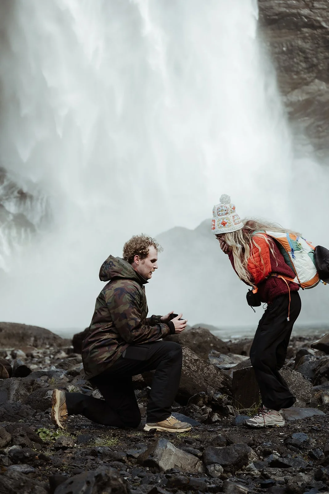 adventure proposal at Háifoss waterfall in Iceland