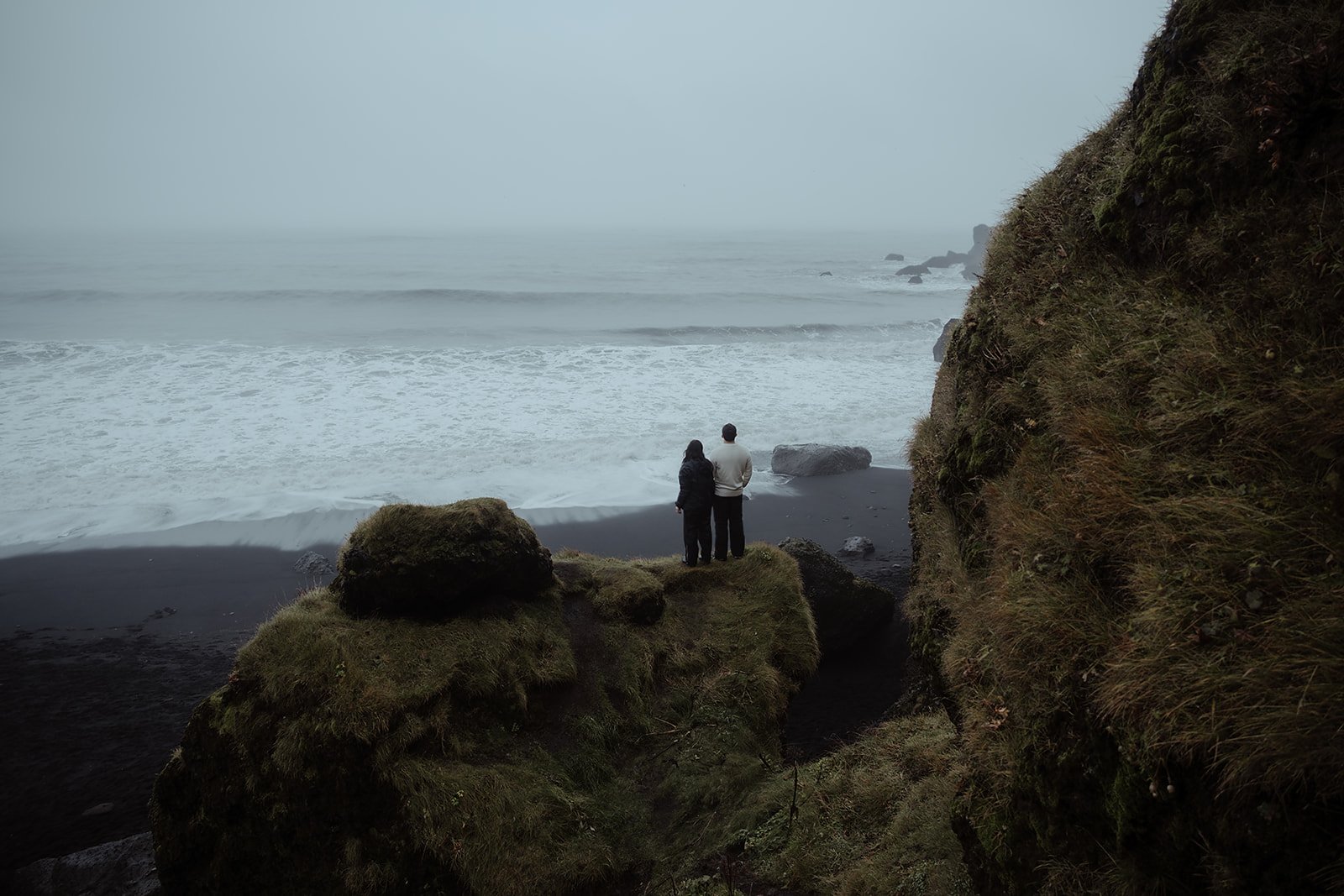 Iceland elopement photography in rain and wind