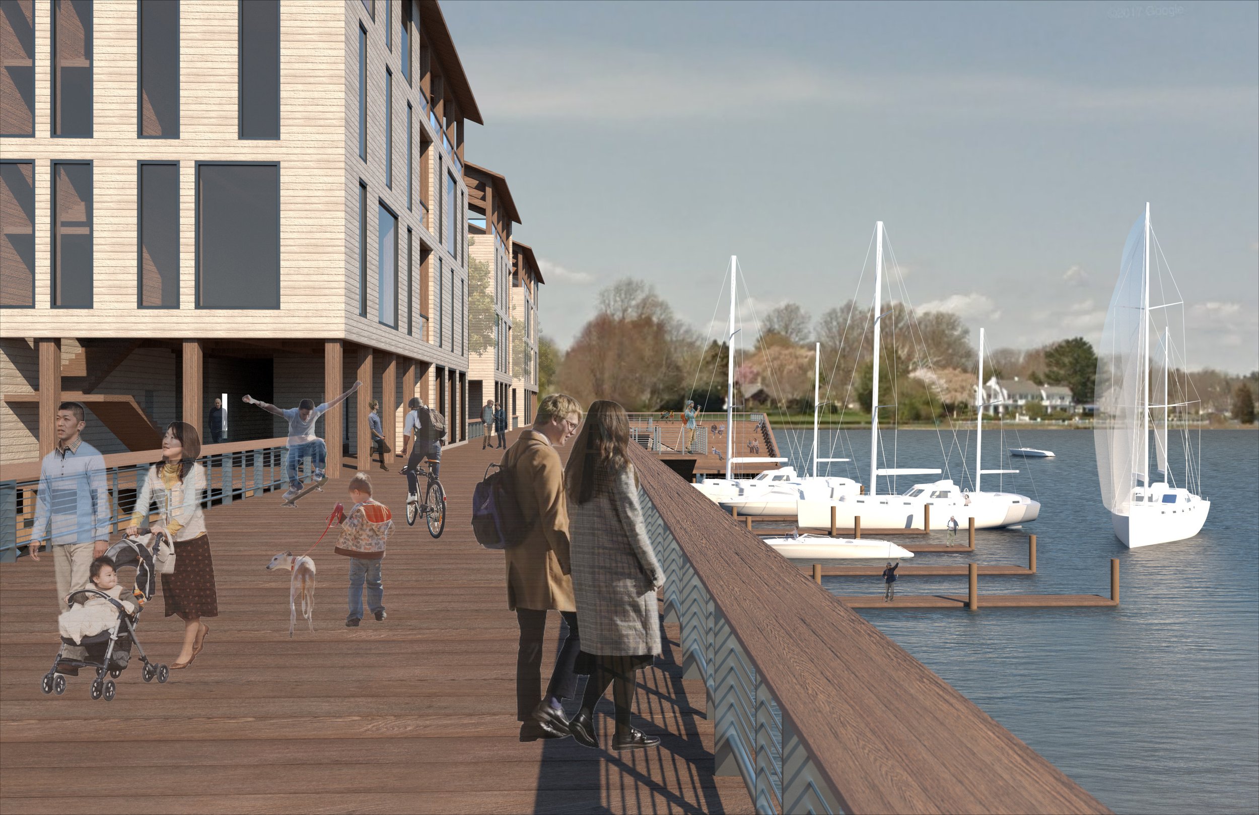 Warren Waterfront rendering by Syracuse School of Architecture student Khoi Nguyen Chu.