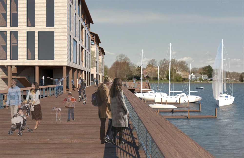 Warren Waterfront rendering by Syracuse School of Architecture student Khoi Nguyen Chu.