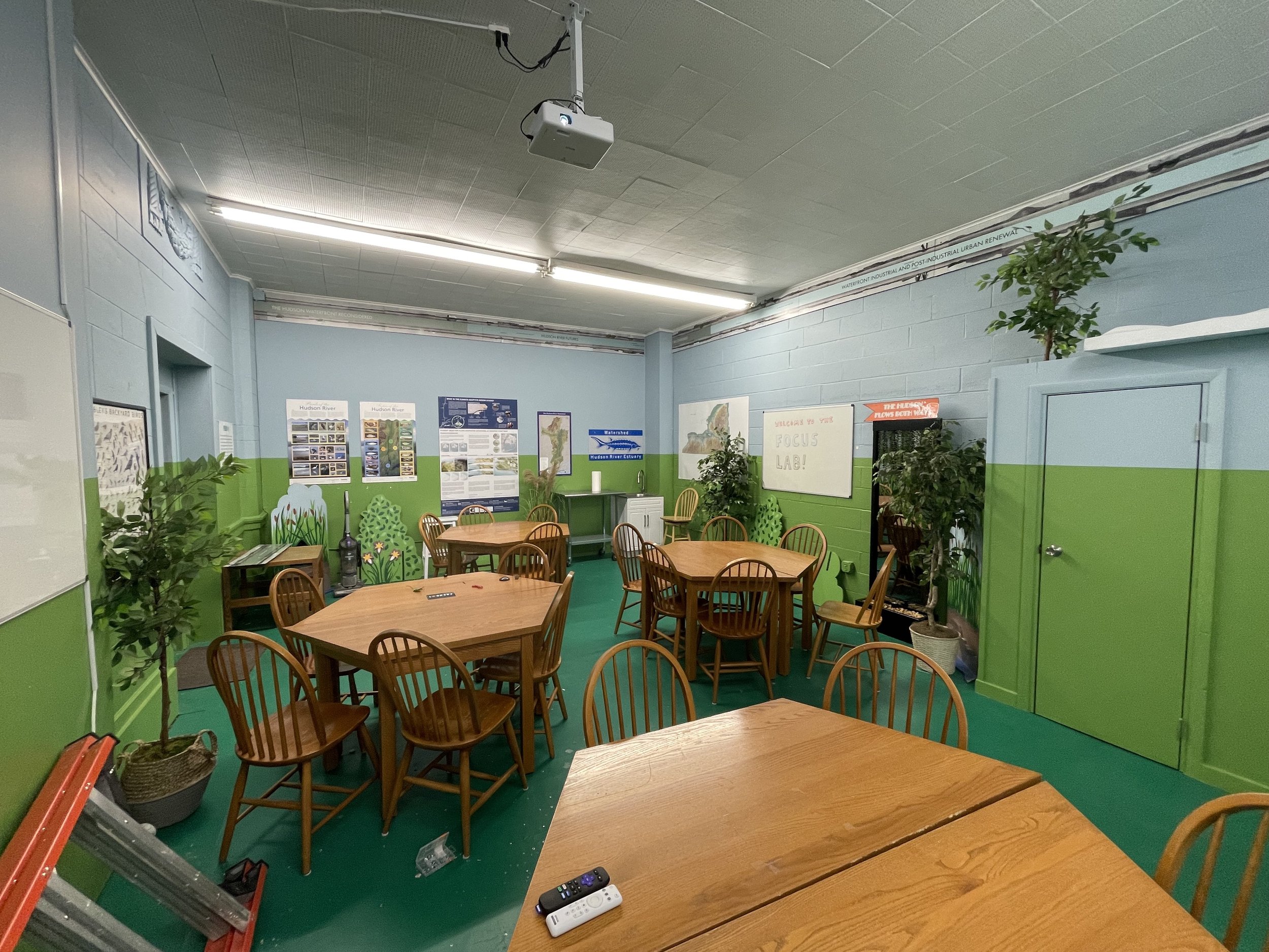   The FOCUS Lab classroom, where educators discussed climate and sustainability curriculum.  