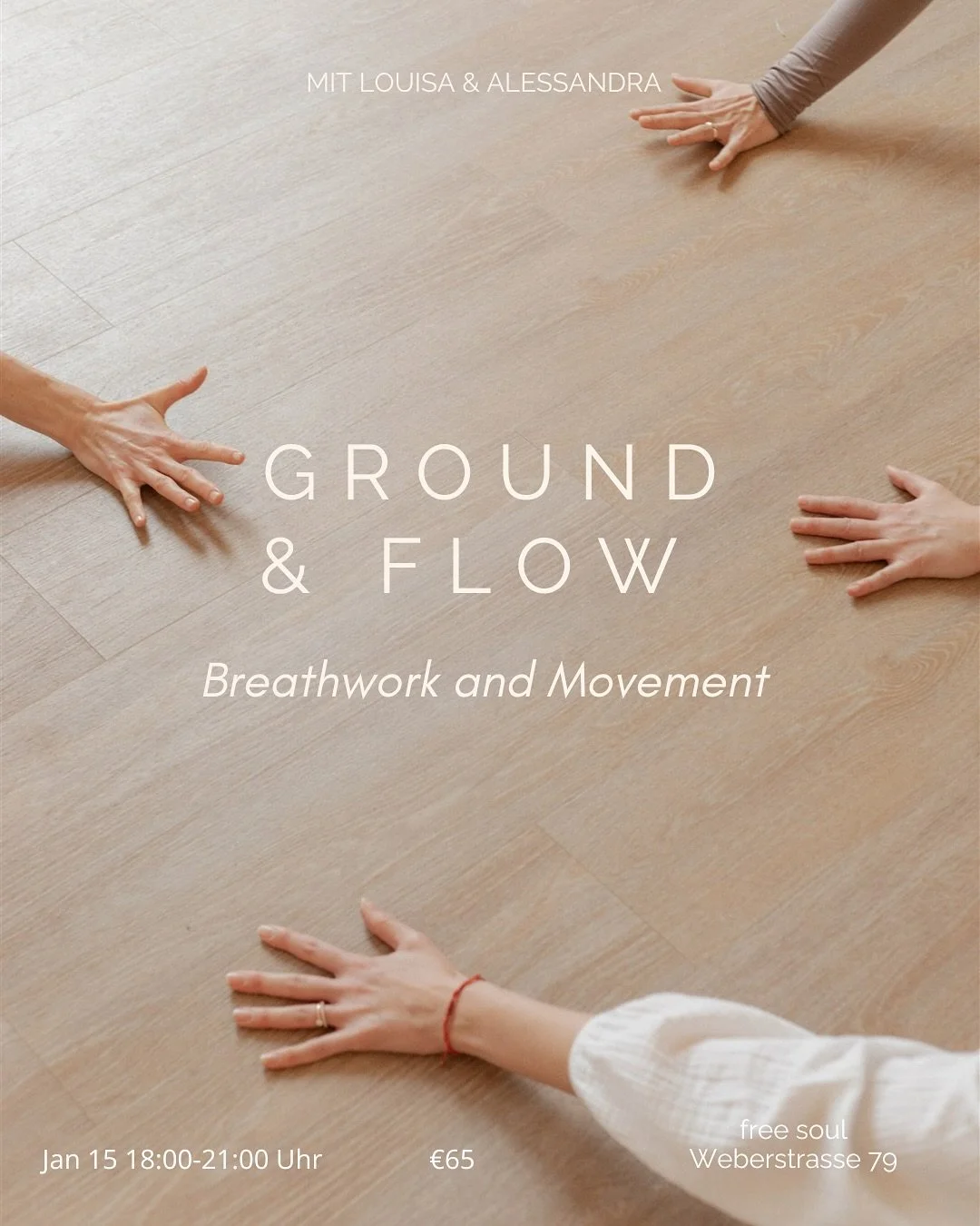 ✨ GROUND &amp; FLOW - Breathwork &amp; Movement ✨

Der n&auml;chste Termin ist drau&szlig;en:
15. Januar 2026 18:00-21:00

M&ouml;chtest du dich wieder Zuhause in deinem K&ouml;rper f&uuml;hlen?
In unserem Workshop *Ground &amp; Flow* verbinden wir b