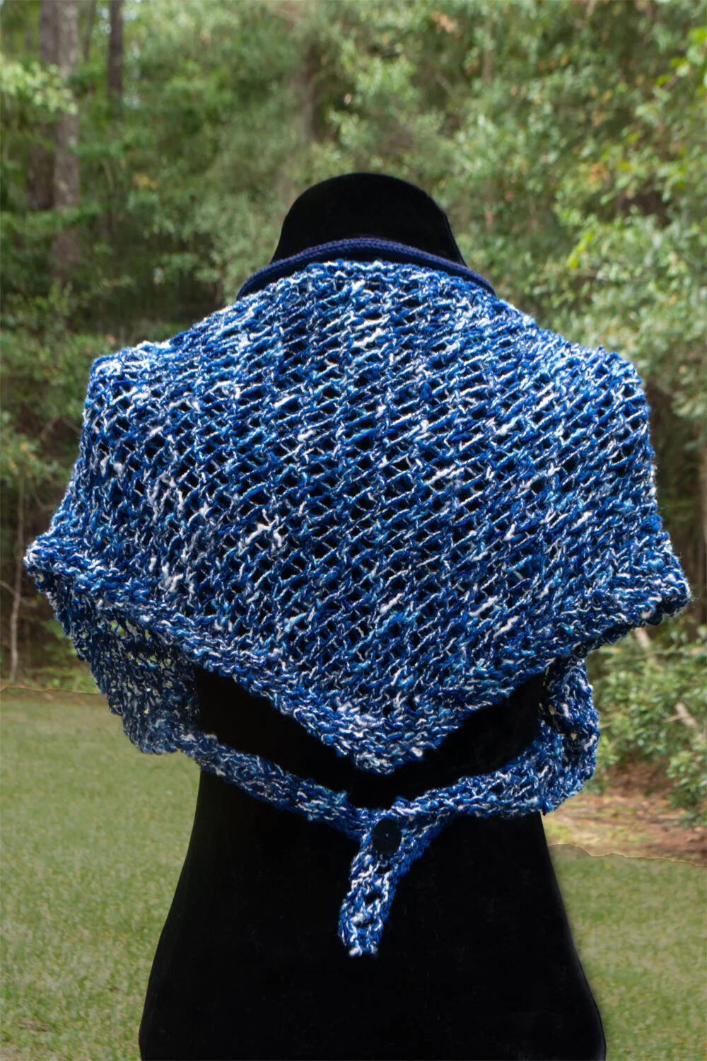 Blue Variegated 3-way Knit Shrug, Back