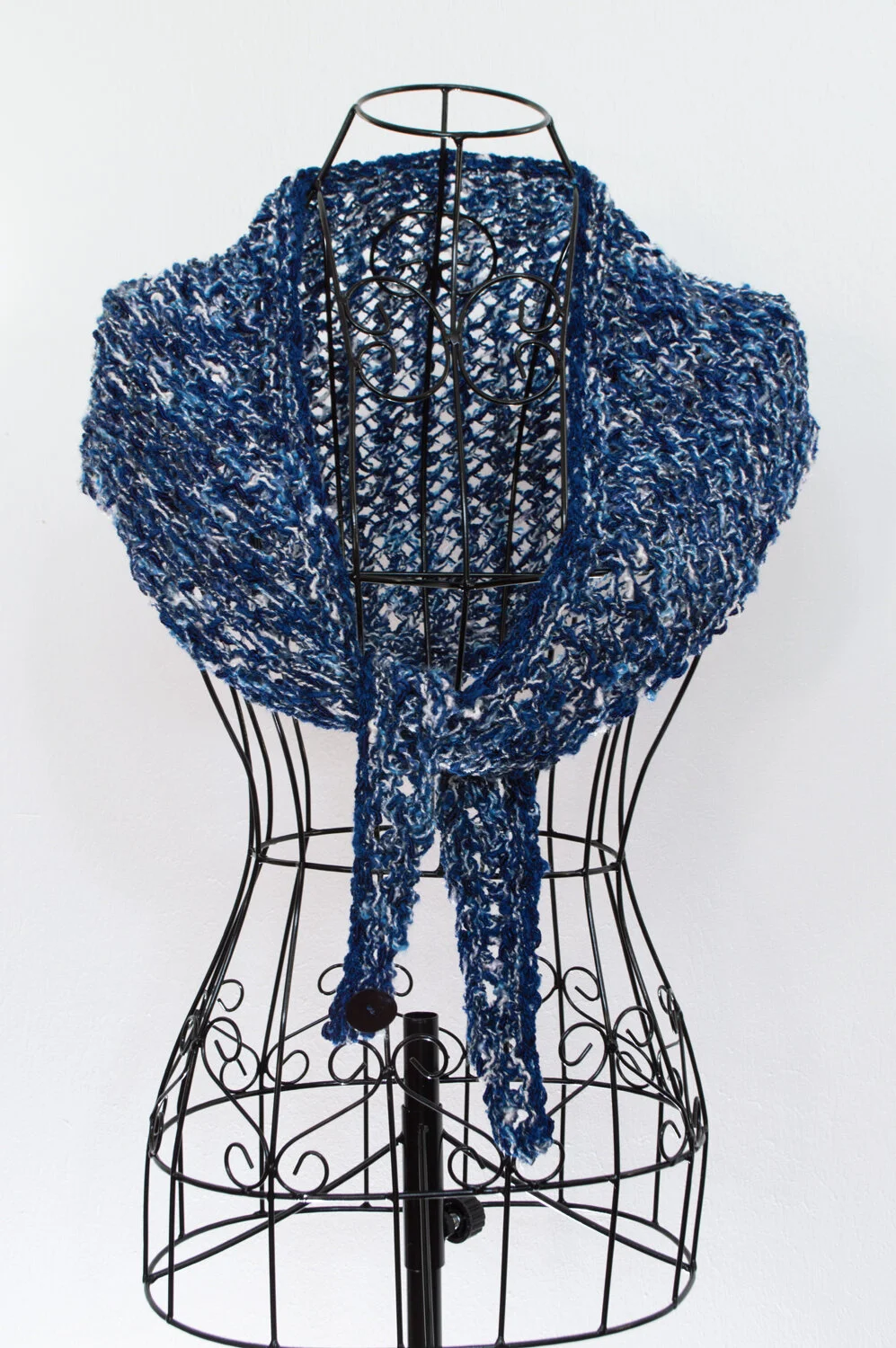 Blue Knit Lace Shawl