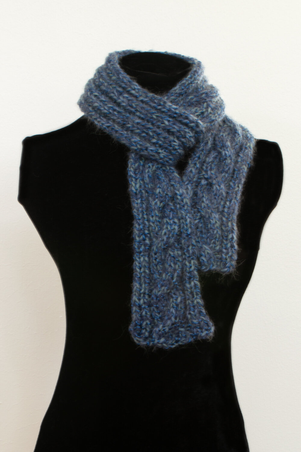 Blue Cable Scarf, doubled