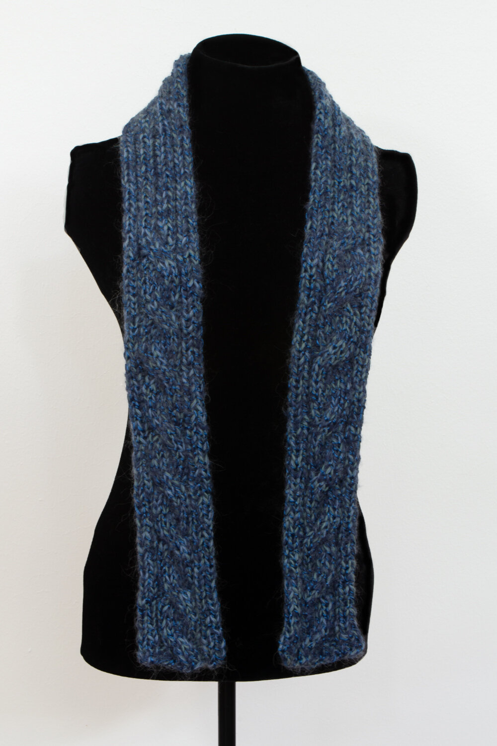 Blue Knit Cable Scarf