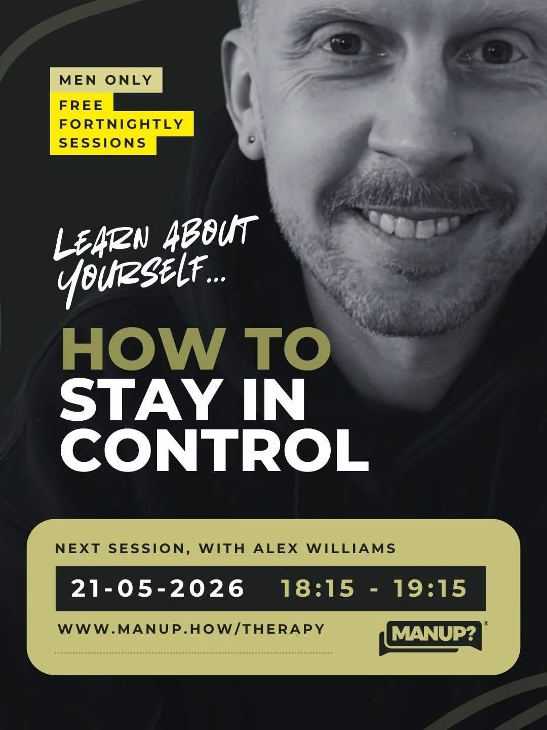 Men &amp; How to stay in control - with Alex Williams (Online)
