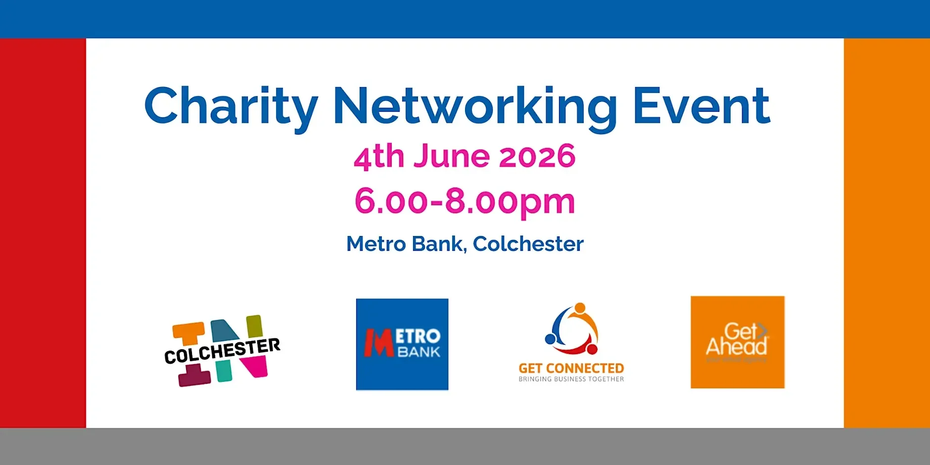 free Charity Awareness Networking Event - at metro bank colchester 