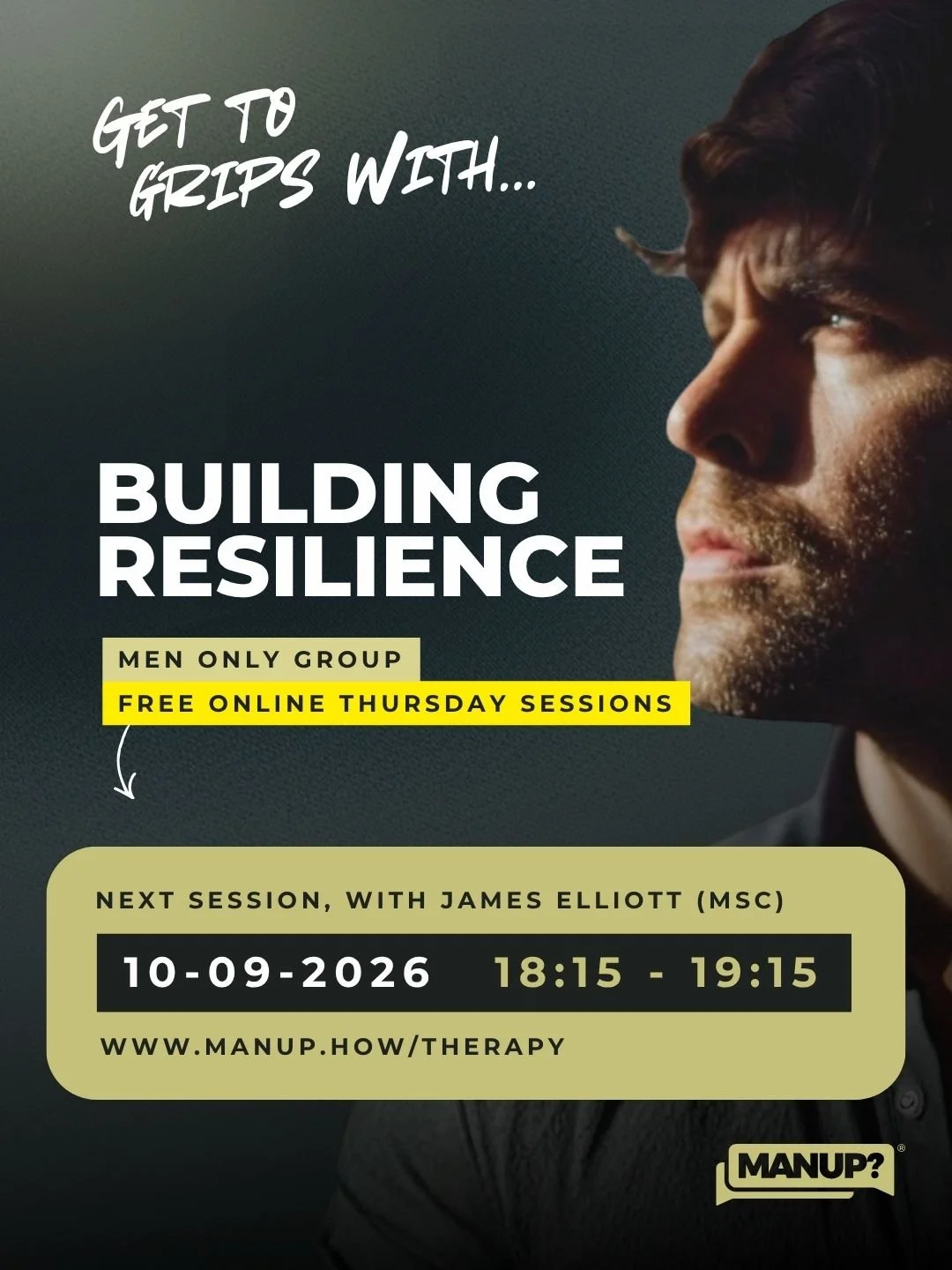 Men &amp; building resilience with James Elliott MSc (Online)