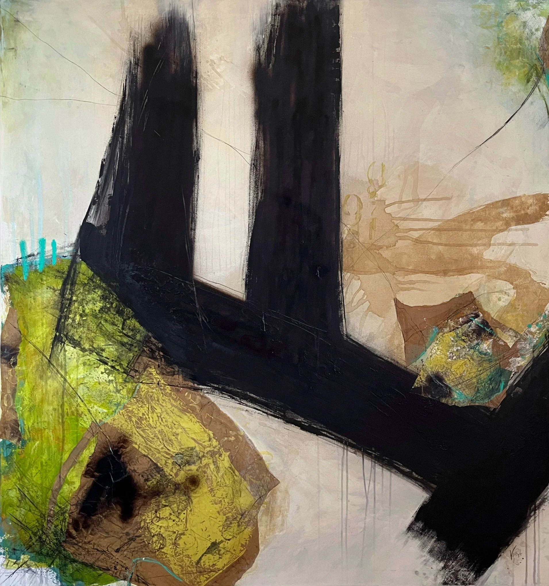 Enoug, N°  01 08 26  - 
130 x 140 cm - 
3900,- € - 
acrylics, charcoal, bitumen and chalk on canvas --- 

Inquire about this artwork / Verfügbarkeit anfragen:
Tap the painting