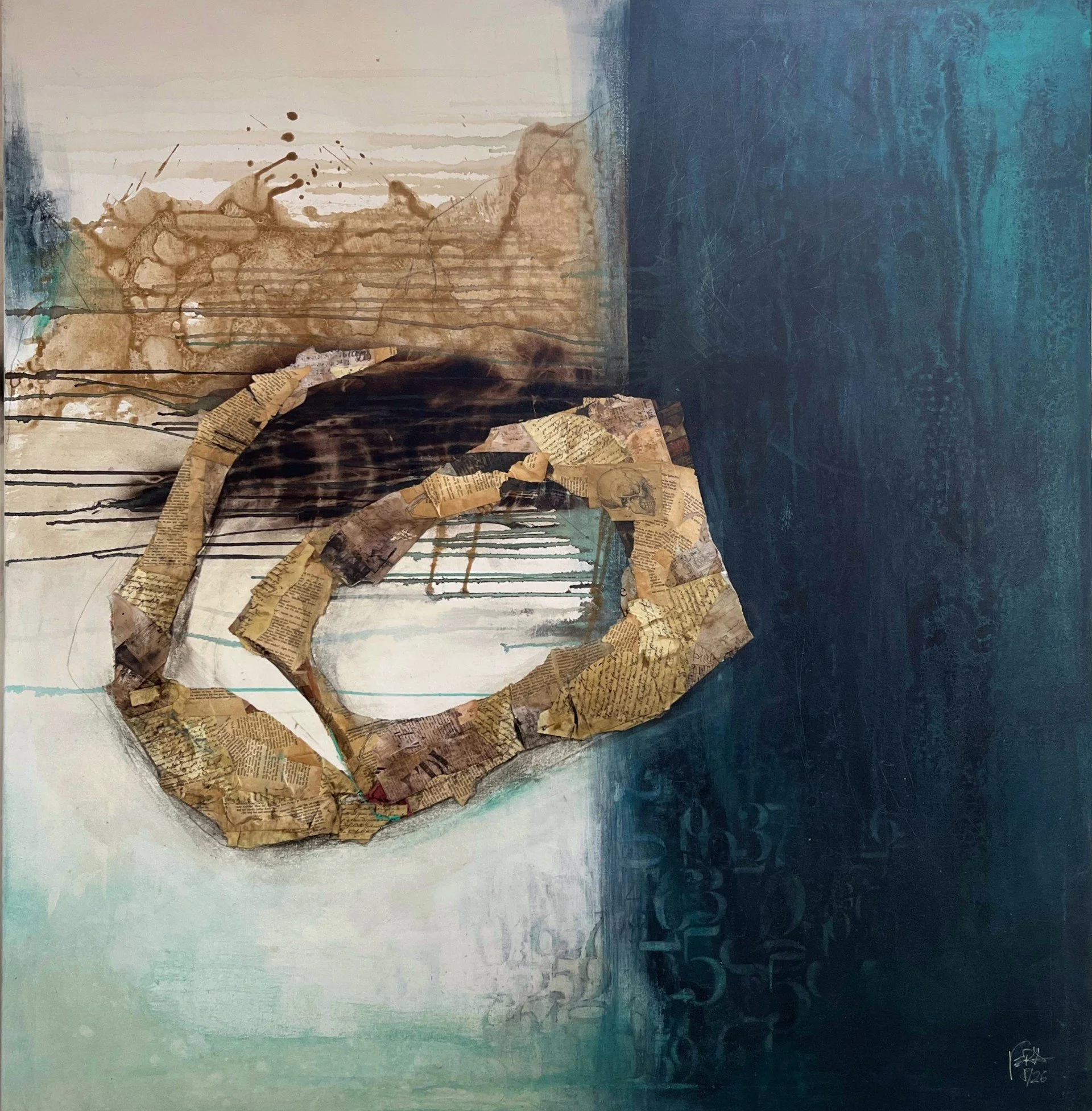 Unsaid, N°  02 08 26  - 
130 x 140 cm - 
3900,-€ -
acrylics, charcoal, bitumen and chalk on canvas --- 
Inquire about this artwork / Verfügbarkeit anfragen:
Tap the painting 