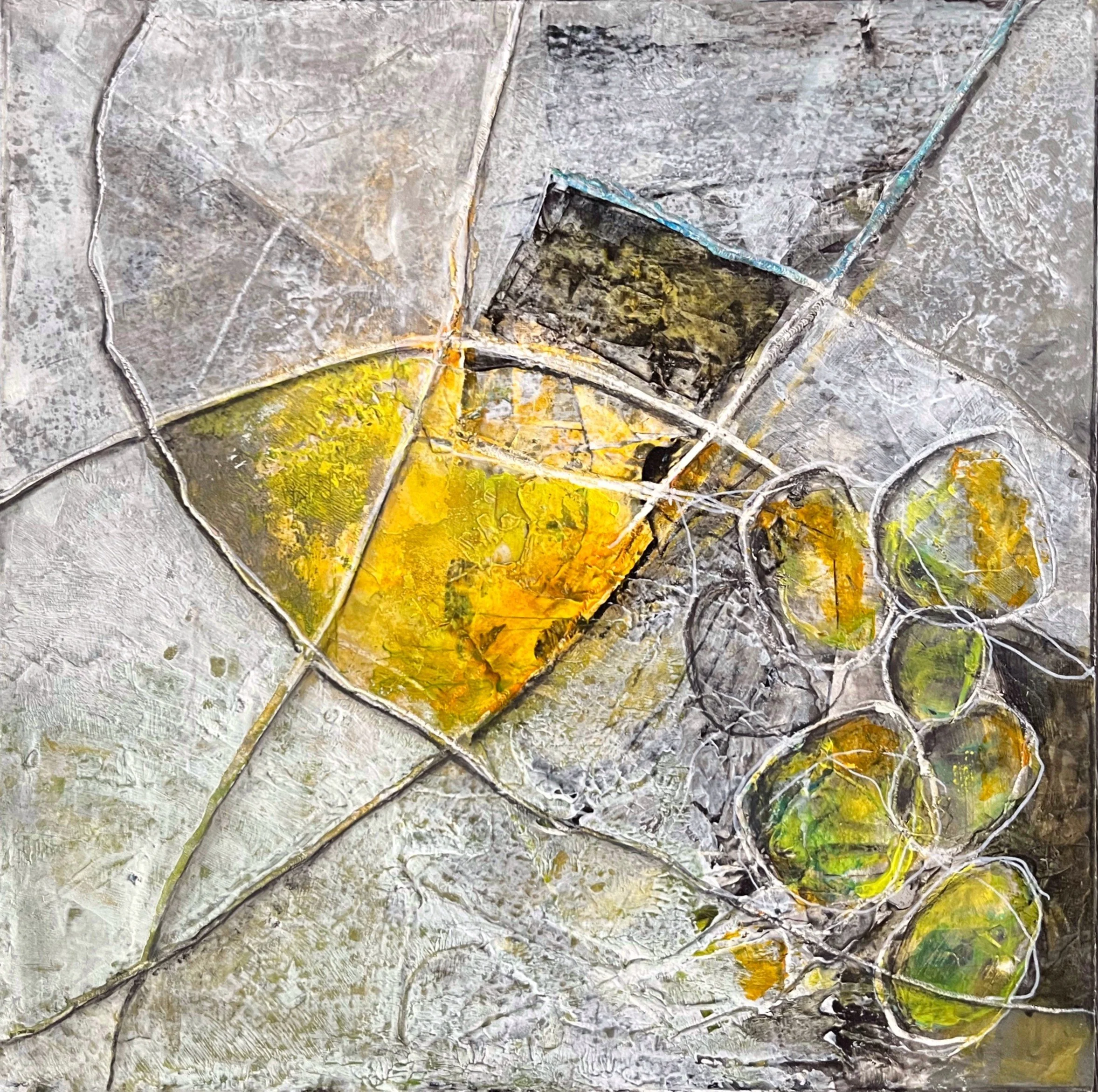 Steinpapier auf Holzplatte; 20 x 20 cm;  Chardonnay N° 10 11 22