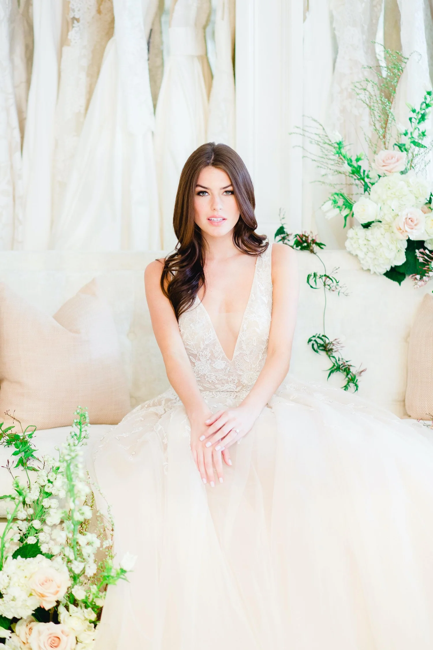 wedding dress stores in birmingham al Watch Me Bloom Ivory Floral Plus Size Formal Dress Ivory Floral / 18 main image 1
