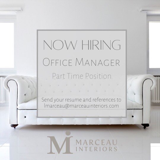 Calling all organized, happy, self-starters! Marceau Interiors is hiring!! Located in the beautiful western suburb of Deephaven, Mn. Graduating designers looking to get their feet wet right out of college? This is a great starting point for you! Coul