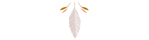 Nature-inspired feather and leaf illustration symbolizing Hestia Magic’s spiritual retreat environment.