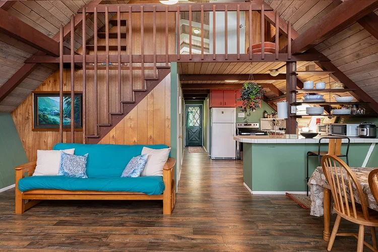 Lilikoi House interior bedroom at Paliuli Farm Sanctuary, Big Island Hawaii